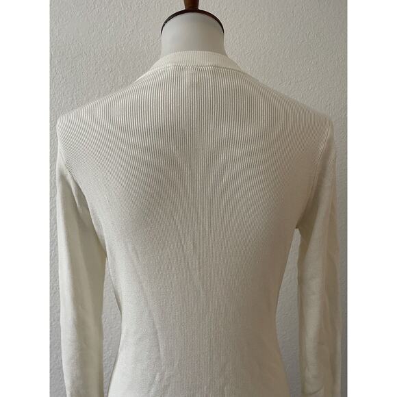 L'Agence Sweater Cardigan Lucas Ribbed V Neck Bell Sleeve Knit - Picture 7 of 12